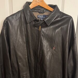 Polo by Ralph Lauren Black Leather Bomber Jacket
